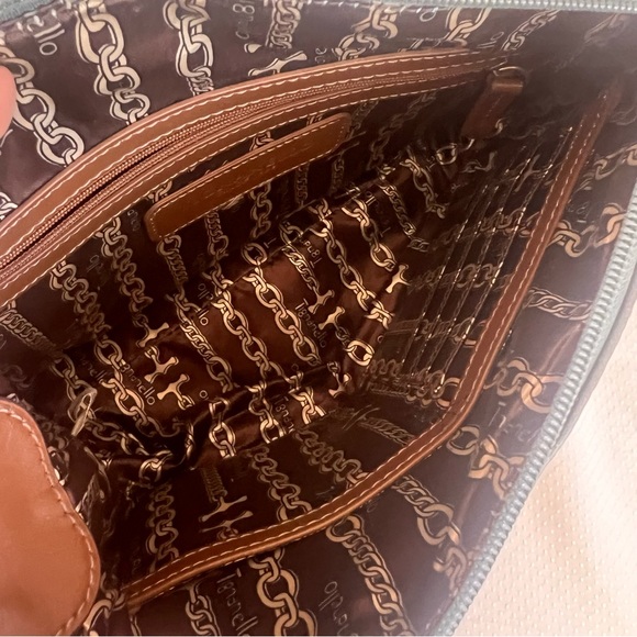 TIGNANELLO Green Leather Small Purse Braided Handles 12 x 8 x 4 Classy Soft - Picture 6 of 7